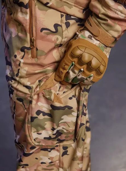 Тактичний демісезонний костюм Softshell Multicam на флісі M33-00 фото